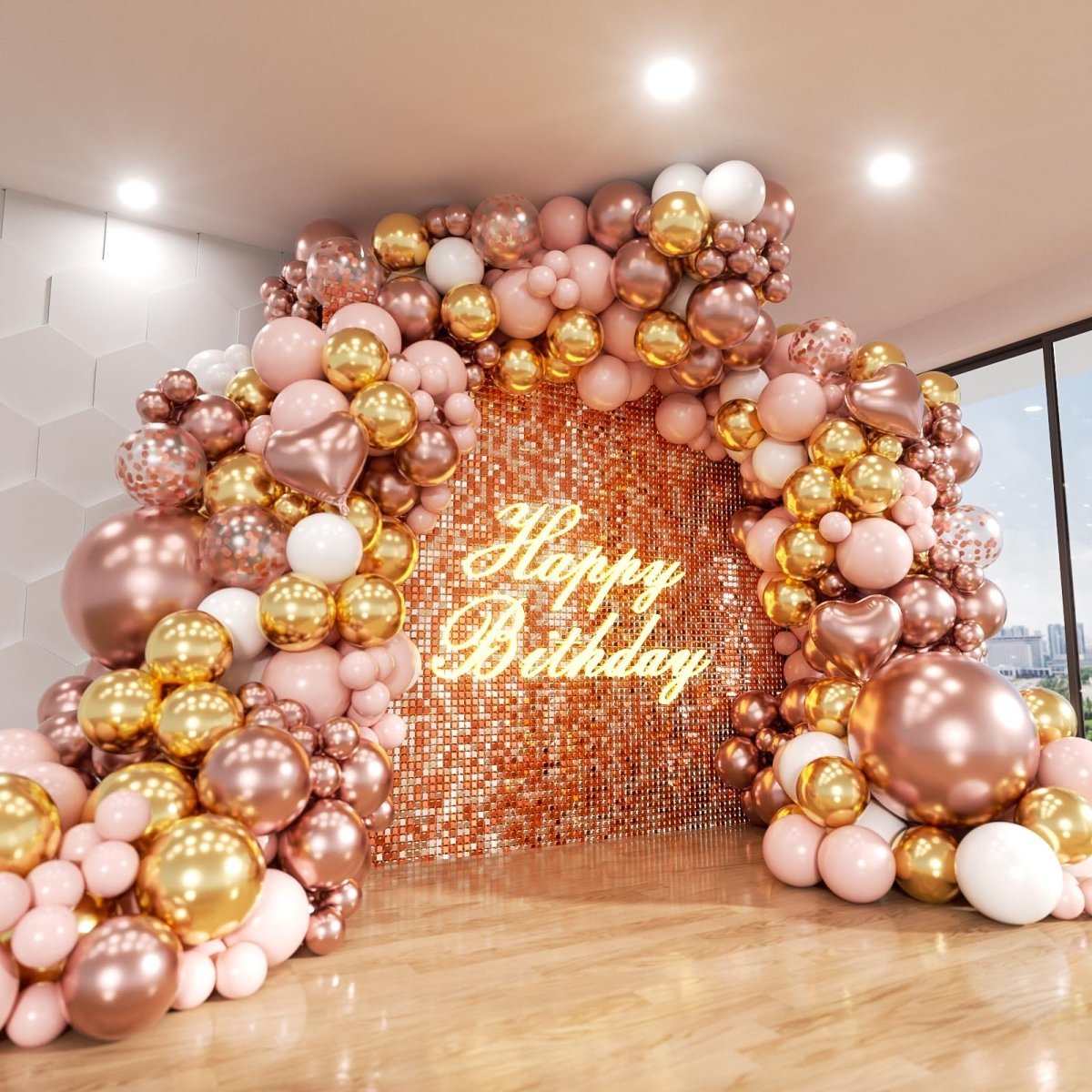 10x Inspiratie: zo maak je van een ballonnenboog roze goud een echte eyecatcher! - Ballonnenshop.nl