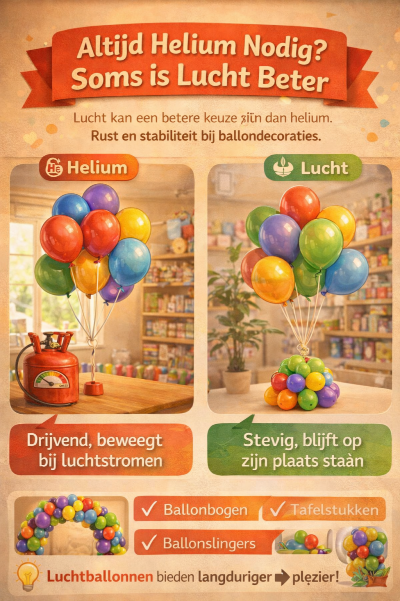 Wanneer kies je beter voor lucht in plaats van helium? - Ballonnenshop.nl