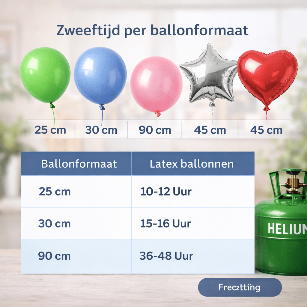 Zweeftijd per ballonformaat (met tabel) - Ballonnenshop.nl