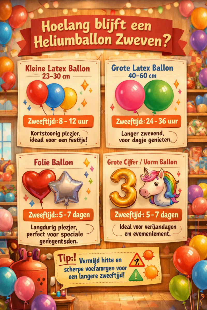 Zweeftijd per ballonformaat (met tabel) - Ballonnenshop.nl