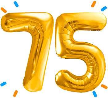 75 jaar ballon versturen - Ballonnenshop.nl