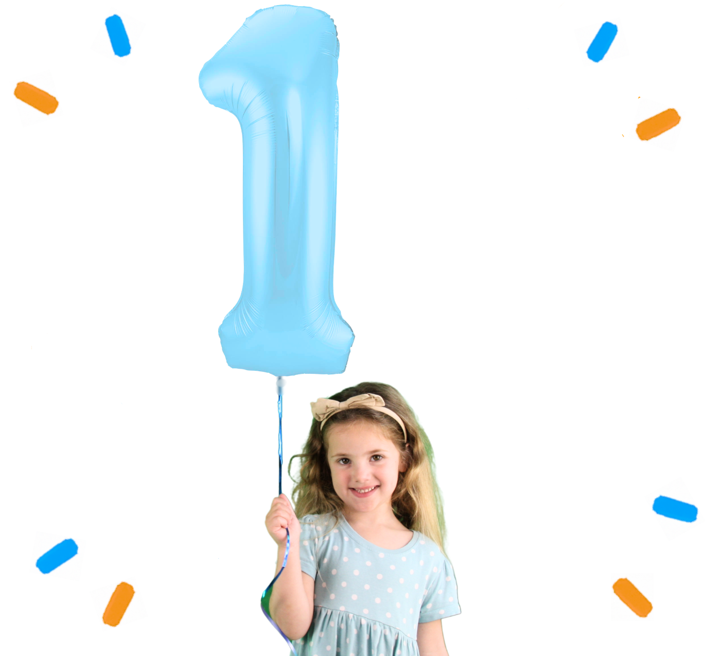 1 Jaar Cijfer Pastel Blauw Helium Ballon - Gevuld Met Helium - 86 cm