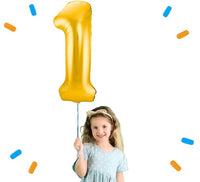 1 Jaar Cijfer Goud Helium Ballon - Gevuld Met Helium - 86 cm - Ballonnenshop.nl