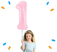 1 Jaar Cijfer Pastel Roze Helium Ballon - Gevuld Met Helium - 86 cm - Ballonnenshop.nl