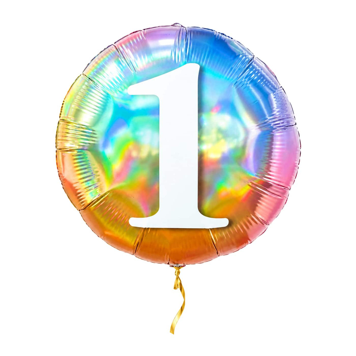 1 Jaar Helium Ballon Regenboog – met helium gevuld, met gouden lint