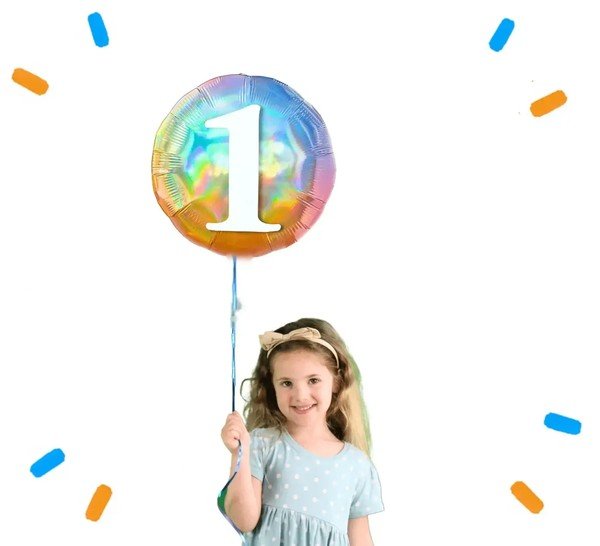 1 Jaar Helium Ballon Regenboog - Gevuld Met Helium - 46 cm - Ballonnenshop.nl