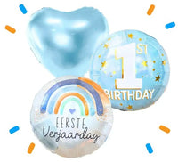 1 Jaar Trosje Blauw - Gevuld Met Helium - 46 cm - Ballonnenshop.nl