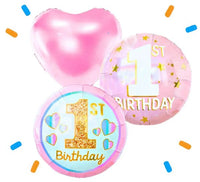 1 Jaar Trosje Roze - Gevuld Met Helium - 46 cm - Ballonnenshop.nl