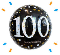 100 Jaar Helium Ballon Zwart/Zilver/Goud - Gevuld Met Helium - 46 cm - Ballonnenshop.nl