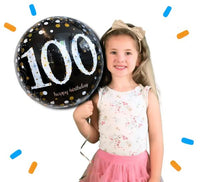 100 Jaar Helium Ballon Zwart/Zilver/Goud - Gevuld Met Helium - 46 cm - Ballonnenshop.nl