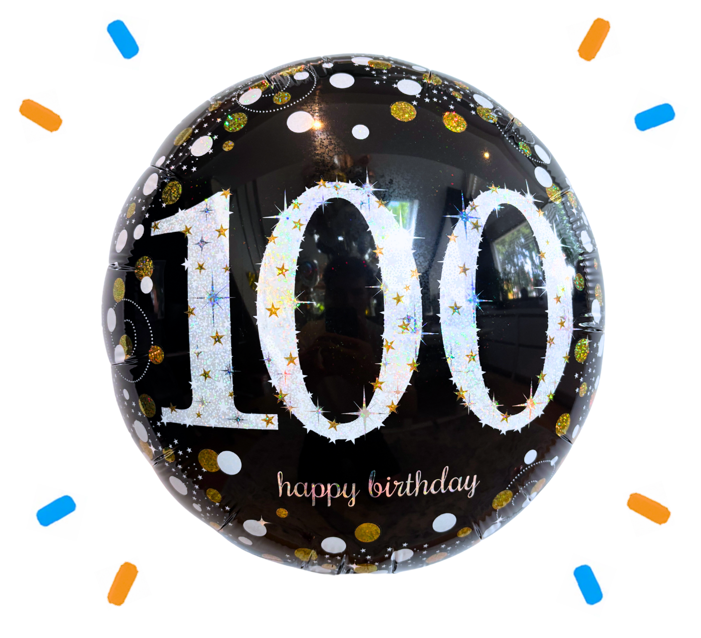 100 Jaar Helium Ballon Zwart/Zilver/Goud - Gevuld Met Helium - 46 cm