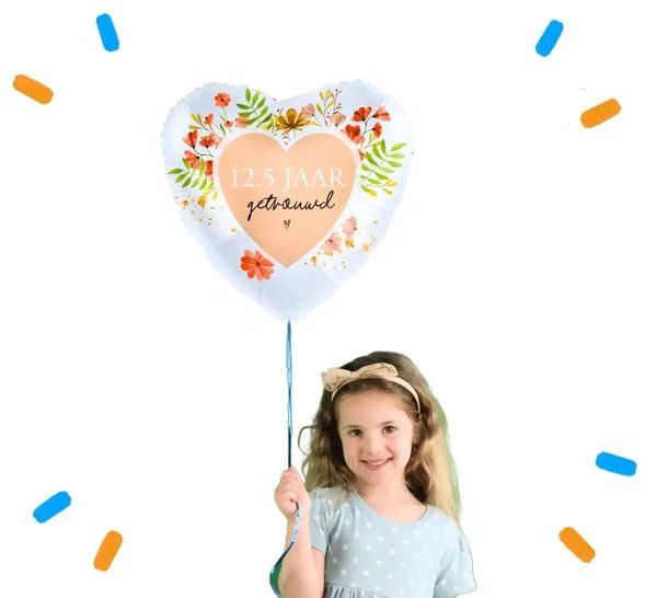 12.5 Jaar Getrouwd Helium Ballon - Gevuld Met Helium - 46 cm - Ballonnenshop.nl