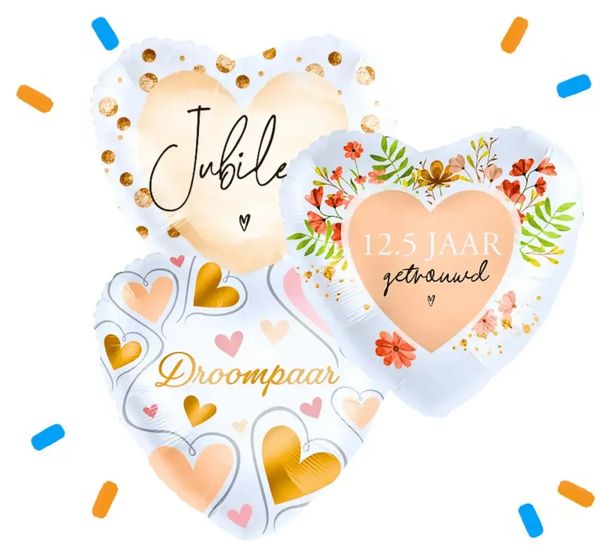 12.5 Jaar Getrouwd Trosje Helium Ballonnen - Gevuld Met Helium - 46 cm - Ballonnenshop.nl