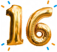 16 Jaar Cijfer Ballonnen Goud - Gevuld Met Helium - 66 cm - Ballonnenshop.nl
