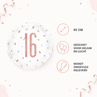 16 Jaar Folie Ballon Wit 45 cm - Ballonnenshop.nl
