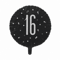 16 Jaar Folie Ballon Zwart 45 cm - Ballonnenshop.nl