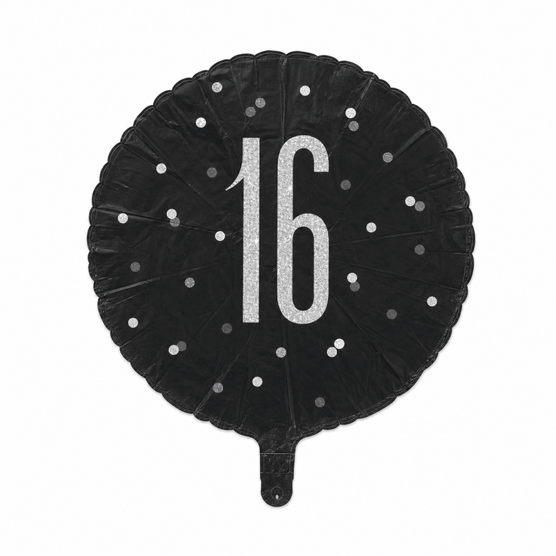 16 Jaar Folie Ballon Zwart 45 cm - Ballonnenshop.nl