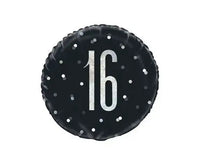 16 Jaar Folie Ballon Zwart 45 cm - Ballonnenshop.nl