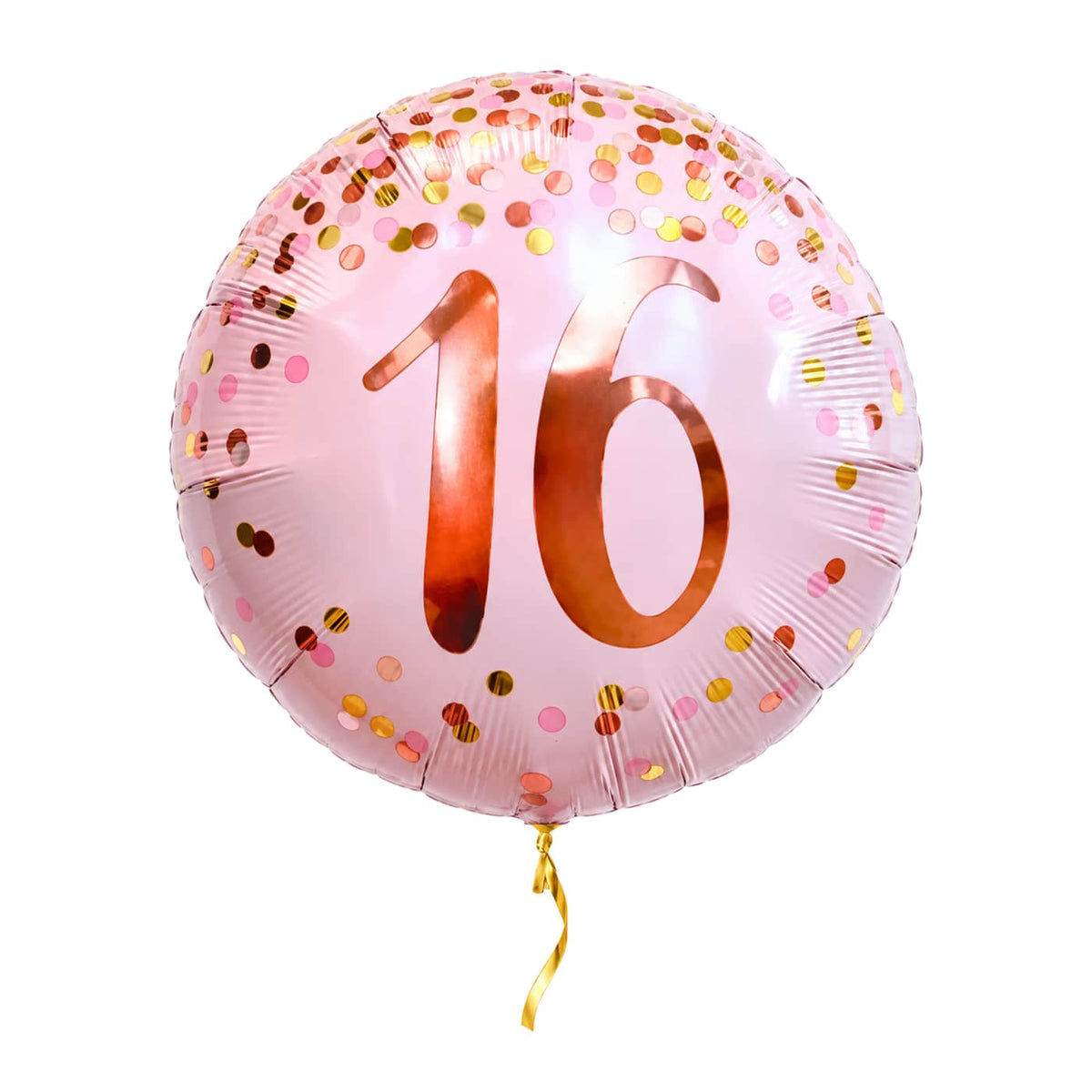 16 Jaar Helium Ballon Roze – met helium gevuld, met gouden lint