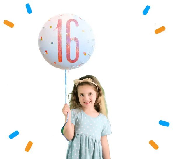 16 Jaar Helium Ballon Wit - Gevuld Met Helium - 45 cm - Ballonnenshop.nl
