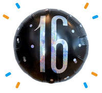 16 Jaar Helium Ballon Zwart - Gevuld Met Helium - 45 cm - Ballonnenshop.nl