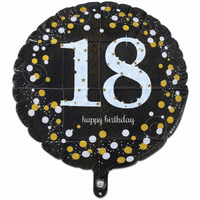 18 Jaar Folie Ballon Zwart/Zilver/Goud - 46 cm - Ballonnenshop.nl