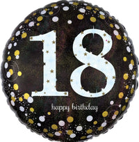 18 Jaar Folie Ballon Zwart/Zilver/Goud - 46 cm - Ballonnenshop.nl