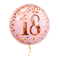 18 Jaar Helium Ballon Roze – met helium gevuld, met gouden lint