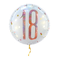 18 Jaar Helium Ballon Wit – met helium gevuld, met gouden lint