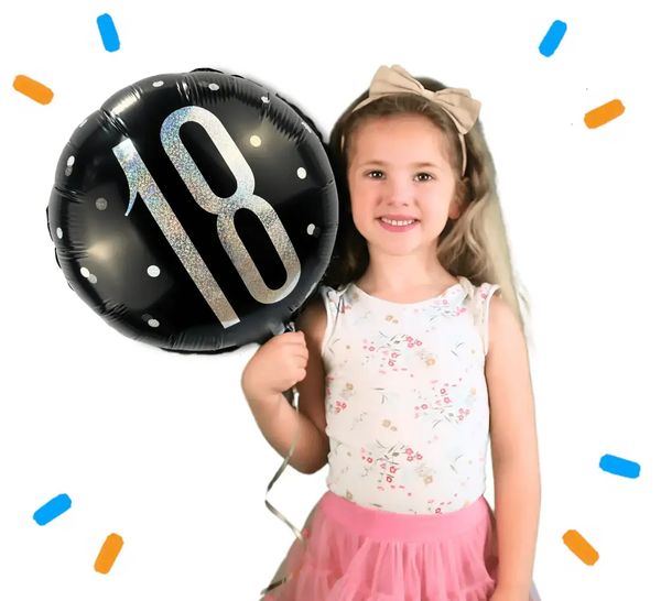 18 Jaar Helium Ballon Zwart - Gevuld Met Helium - 45 cm - Ballonnenshop.nl