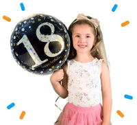 18 Jaar Helium Ballon Zwart/Zilver/Goud - Gevuld Met Helium - 46 cm - Ballonnenshop.nl