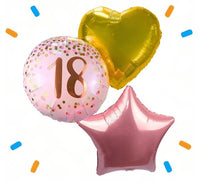 18 Jaar Trosje Roze/Goud/Rose Goud - Gevuld Met Helium - 46 cm - Ballonnenshop.nl