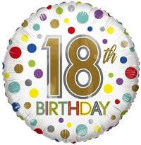 18th Birthday Gekleurd Folie Ballon - 45 cm - Ballonnenshop.nl