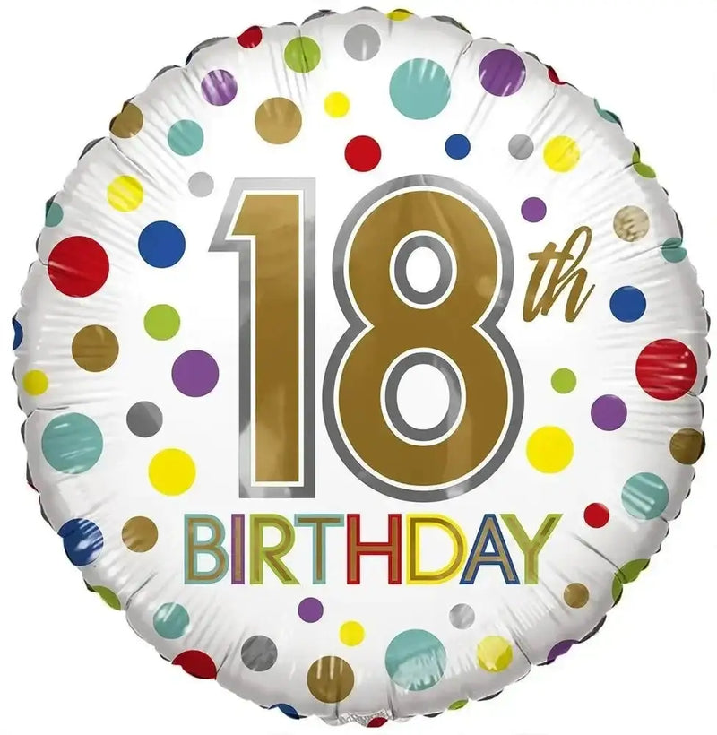 18th Birthday Gekleurd Folie Ballon - 45 cm - Ballonnenshop.nl