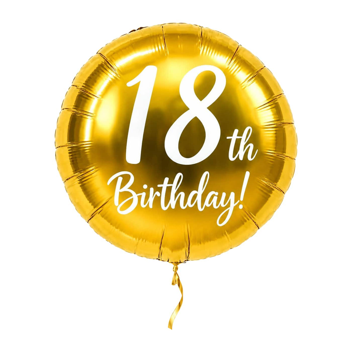 18th Birthday Helium Ballon Goud – met helium gevuld, met gouden lint