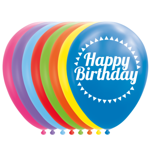 Gekleurde Ballonnen Happy Birthday  - 8 stuks - 30 cm