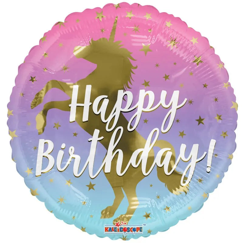 Happy Birthday Unicorn Helium Ballon Goud - 45 cm