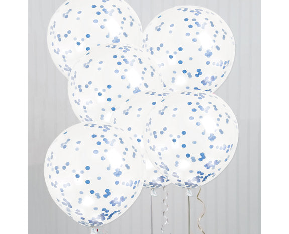 Blauwe Confetti Ballonnen - 6 stuks - 30,5 cm