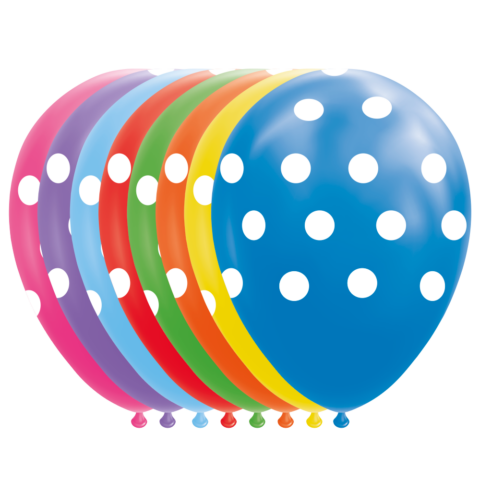 Gekleurde Ballonnen stippen  - 8 stuks - 30 cm