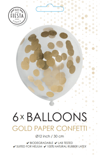 Confetti Ballonnen - Goud - 6 stuks - 30 cm
