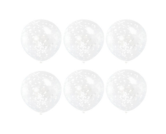 Witte Confetti Ballonnen - 6 stuks - 30,5 cm