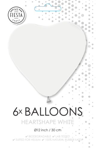 Witte Hartjes Ballonnen - 6 stuks - 30 cm
