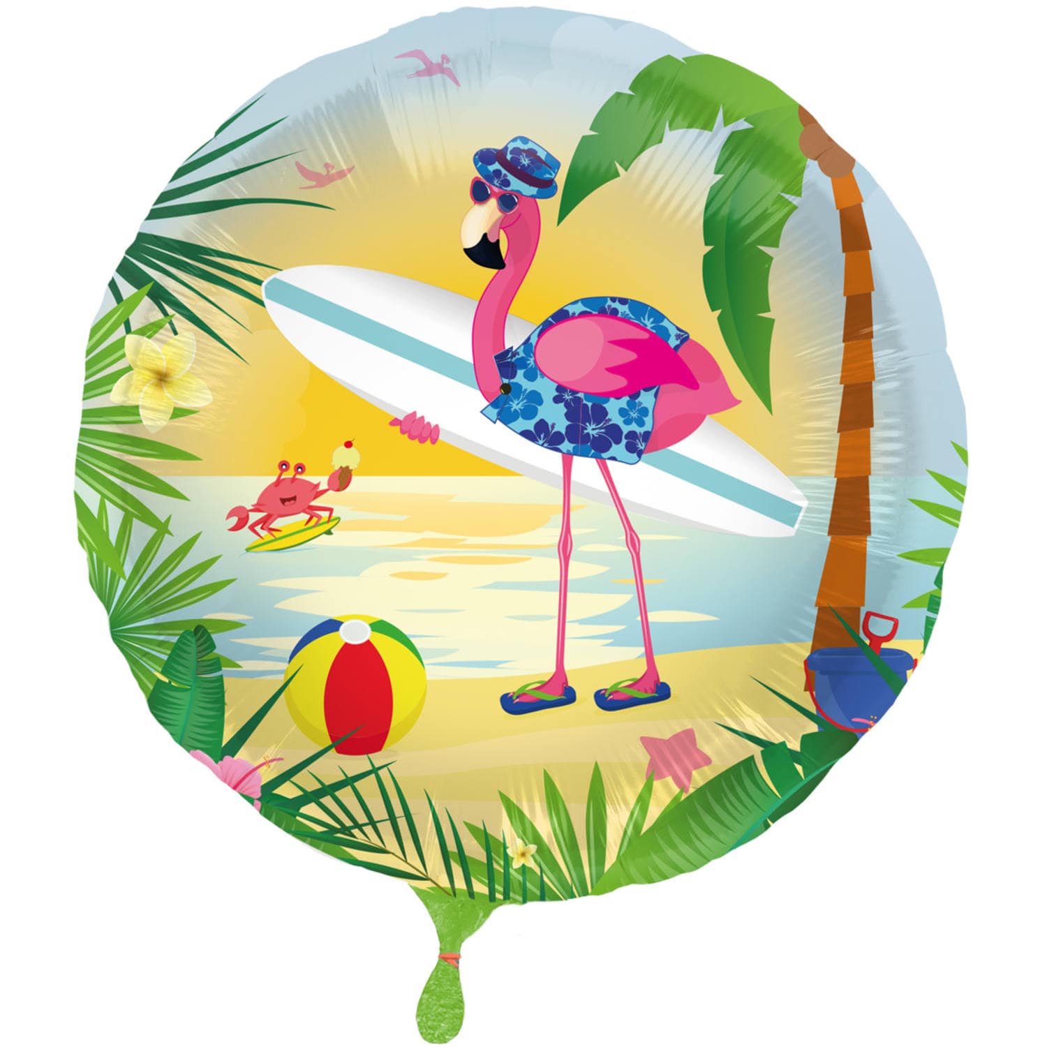 Flamingo Op Het Strand Helium Ballon - Gevuld Met Helium - 45 cm