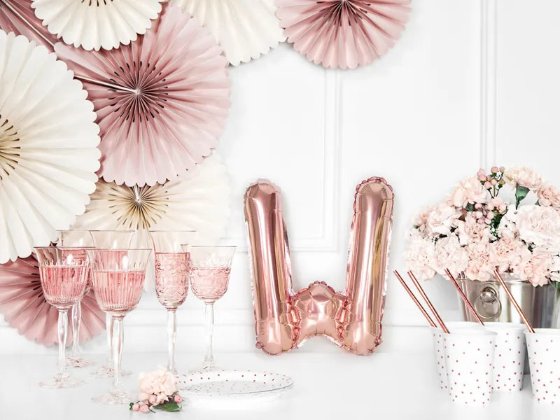 Letter Ballon W Rose Goud - 35 cm