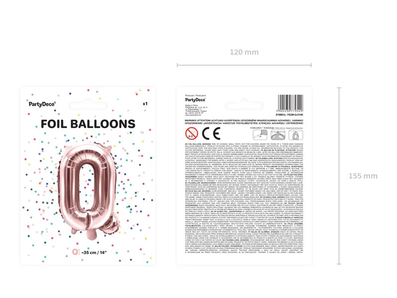 Letter Ballon Q Rose Goud - 35 cm