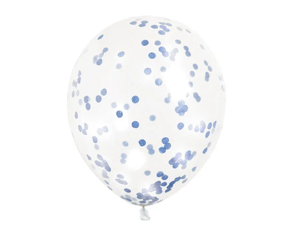 Blauwe Confetti Ballonnen - 6 stuks - 30,5 cm