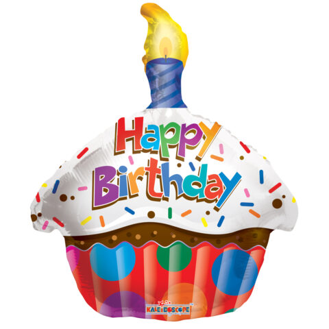 Happy Birthday Cupcake Helium Ballon - Gevuld Met Helium - 46 cm