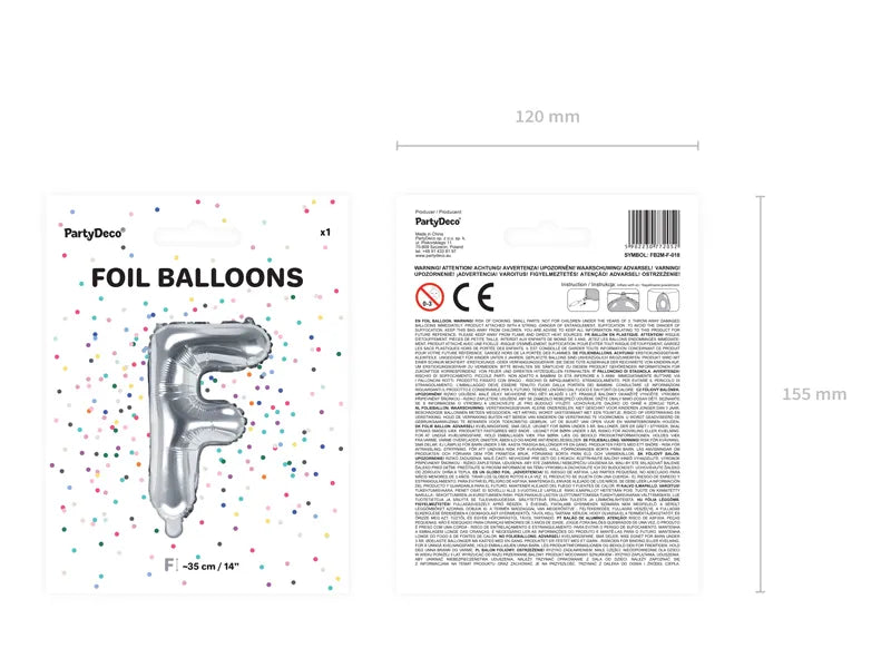 Letter Ballon F Zilver - 35 cm