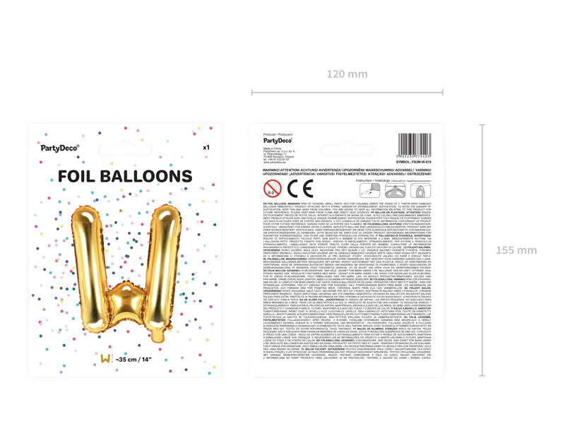 Letter Ballon W Goud - 35 cm