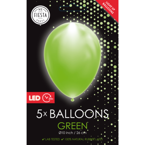 Groene Led Ballonnen - 5 stuks - 25 cm